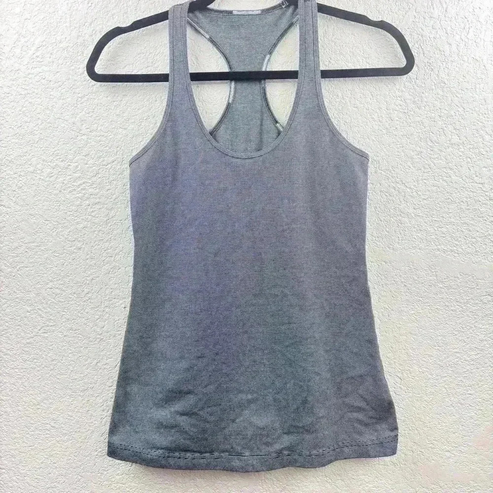 Lululemon Black & White Striped Razorback Tank